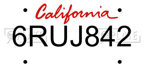 6RUJ842 California License Plate