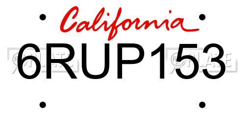 6RUP153 California License Plate