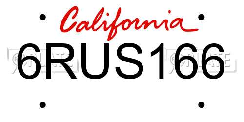 6RUS166 California License Plate