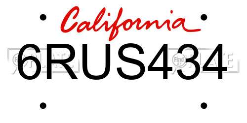 6RUS434 California License Plate
