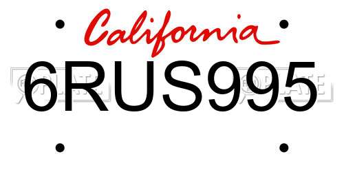 6RUS995 California License Plate