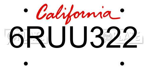 6RUU322 California License Plate