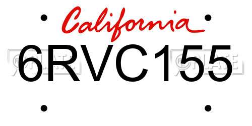 6RVC155 California License Plate