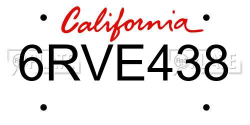 6RVE438 California License Plate