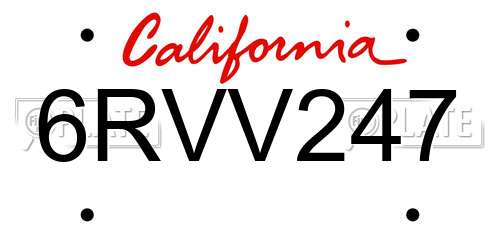 6RVV247 California License Plate