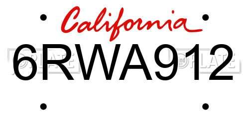 6RWA912 California License Plate
