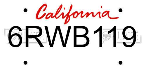 6RWB119 California License Plate