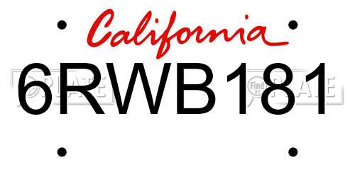 6RWB181 California License Plate