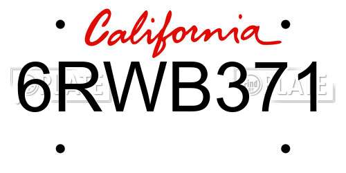 6RWB371 California License Plate