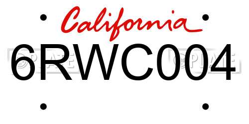 6RWC004 California License Plate