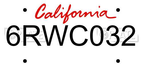 6RWC032 license plate in CA state