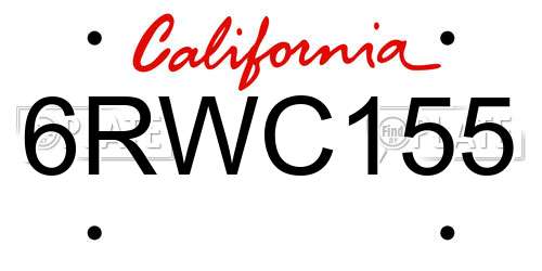 6RWC155 California License Plate