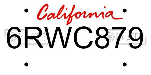 6RWC879 California License Plate