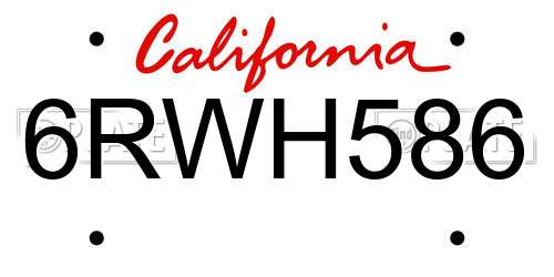6RWH586 California License Plate