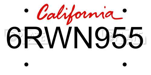 6RWN955 California License Plate