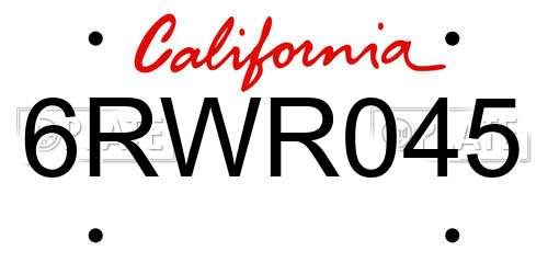6RWR045 California License Plate