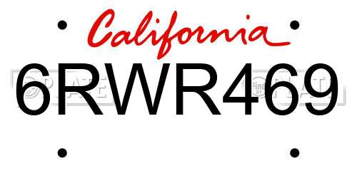 6RWR469 California License Plate