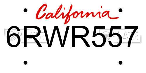 6RWR557 California License Plate