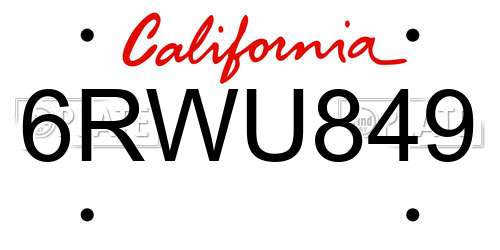 6RWU849 California License Plate