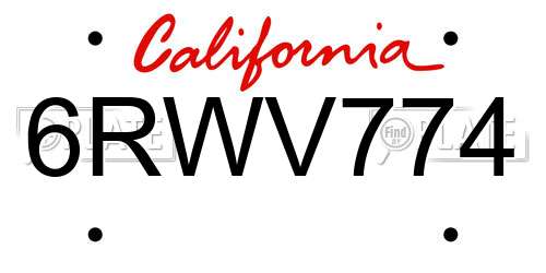 6RWV774 California License Plate