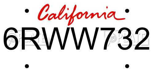 6RWW732 California License Plate