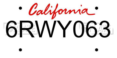 6RWY063 California License Plate