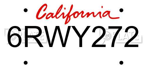 6RWY272 California License Plate