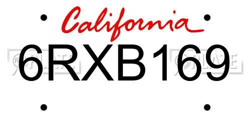 6RXB169 California License Plate