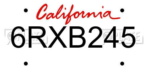 6RXB245 California License Plate