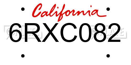 6RXC082 California License Plate