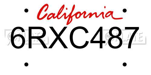 6RXC487 California License Plate