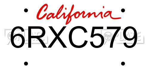 6RXC579 California License Plate