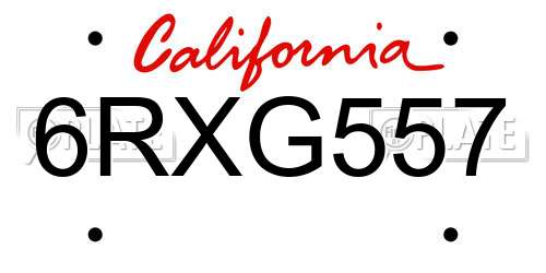 6RXG557 California License Plate