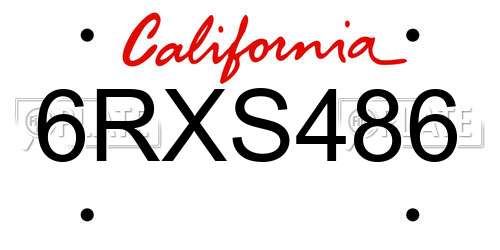 6RXS486 California License Plate