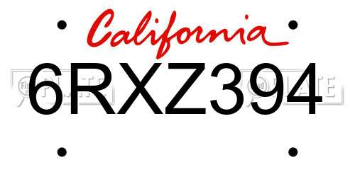 6RXZ394 California License Plate