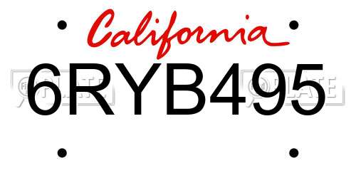 6RYB495 California License Plate