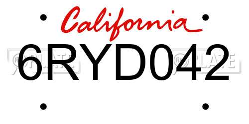 6RYD042 California License Plate