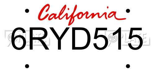 6RYD515 California License Plate