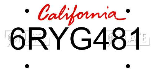 6RYG481 California License Plate