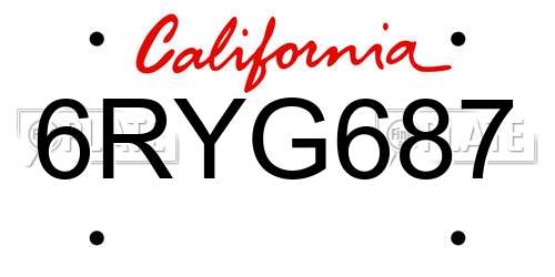 6RYG687 California License Plate