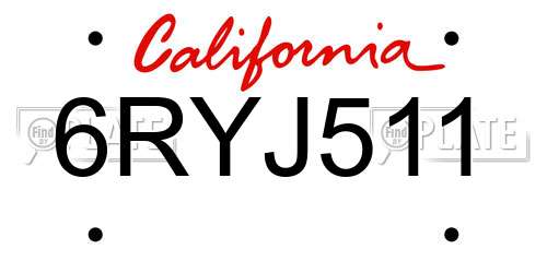 6RYJ511 California License Plate