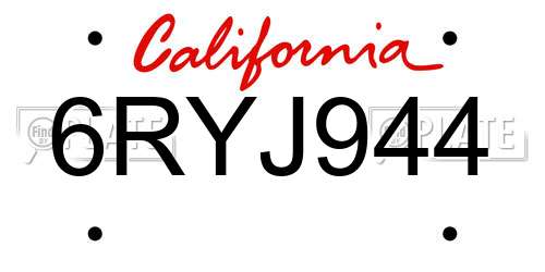 6RYJ944 California License Plate