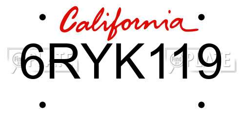 6RYK119 California License Plate
