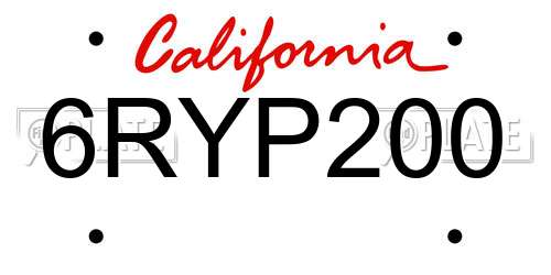 6RYP200 California License Plate