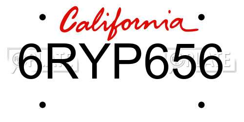 6RYP656 California License Plate