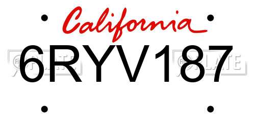 6RYV187 California License Plate
