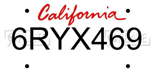 6RYX469 California License Plate