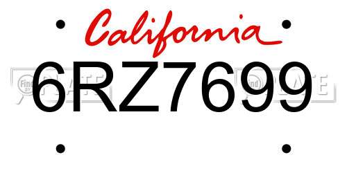 6RZ7699 California License Plate