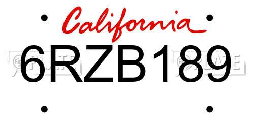 6RZB189 California License Plate