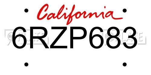 6RZP683 California License Plate